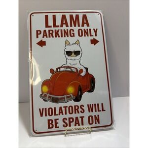 Venicor Llama Sign Decor - 9 x 14 Inches - Aluminum